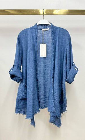 Linen Asymmetrical Drapey Cardigan