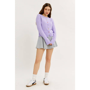 Soft Pastel Cardigan with Heart Buttons