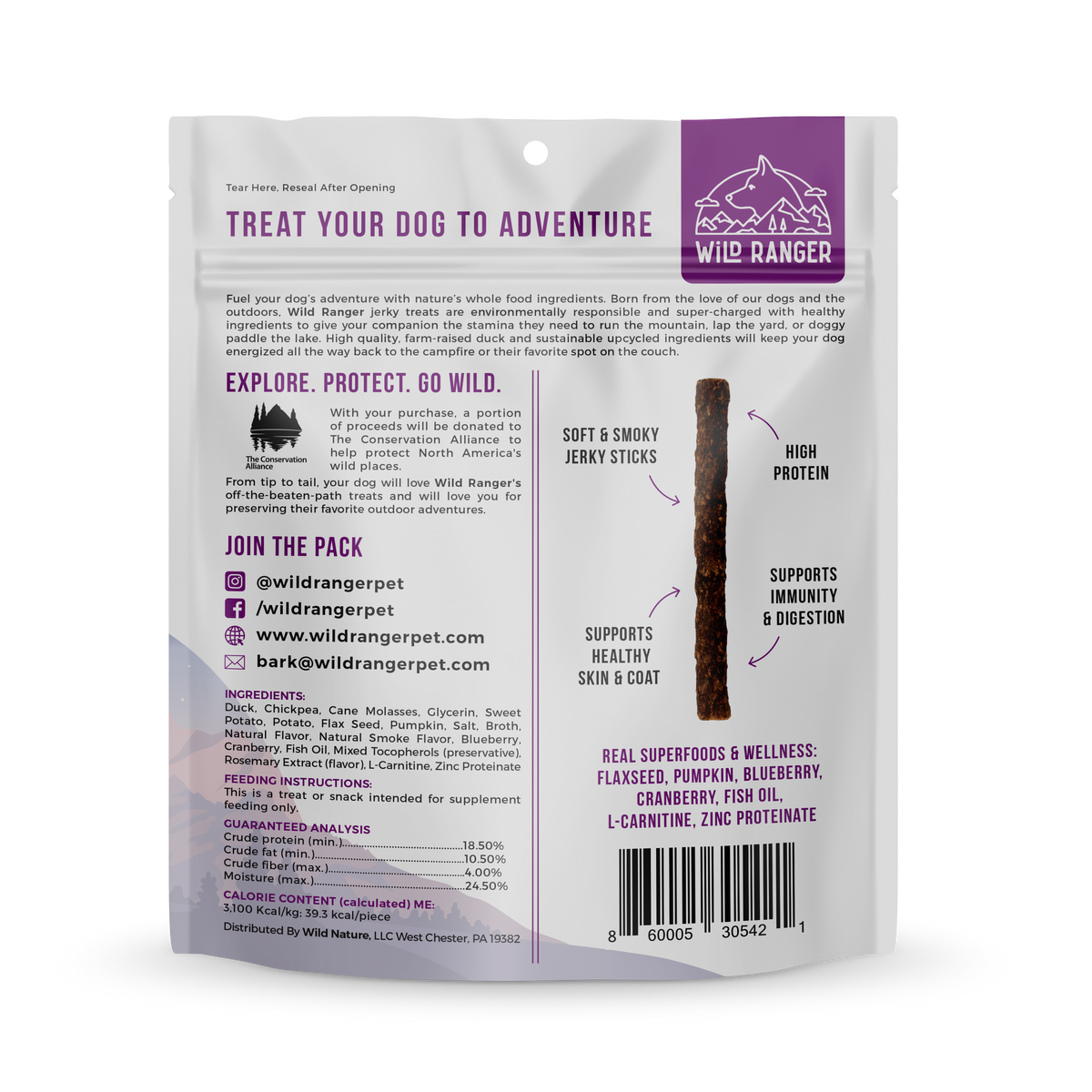 Wild Ranger Duck Jerky Dog Treats (6ct)