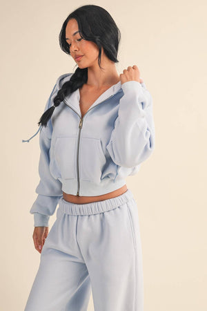 Cozy Fleece Oversized Crop Full Zip Hoodie