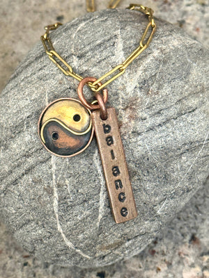 Balance and Yin-Yang Charm Necklace - Handmade by Survivors