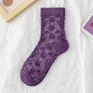 Bohemian Embossed Socks - Purple