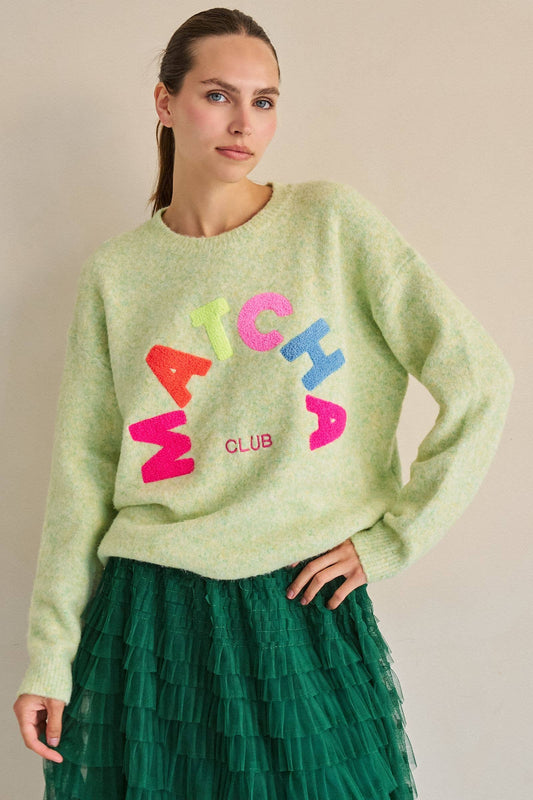 Matcha Club Patch Knit Sweater – Plus Size