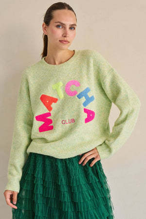 Matcha Club Patch Knit Sweater – Plus Size