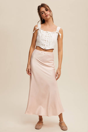 Satin Midi Slip Skirt