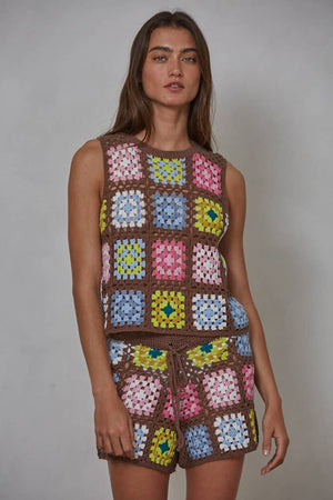 Knit Sweater Cotton Crochet Shorts