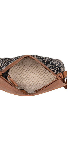Sapphire Up-Cycled Canvas and Durrie Crossbody Bag