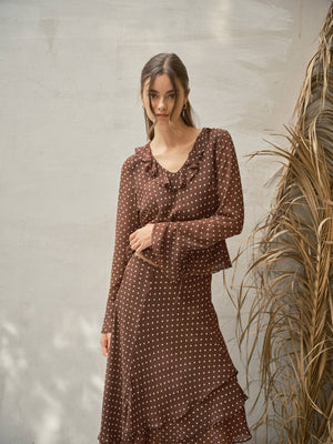 POLKA DOT RUFFLE BLOUSE