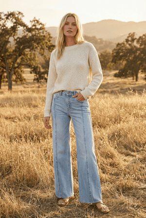 Adjustable Inseam Mid-Rise Wide Leg Jeans