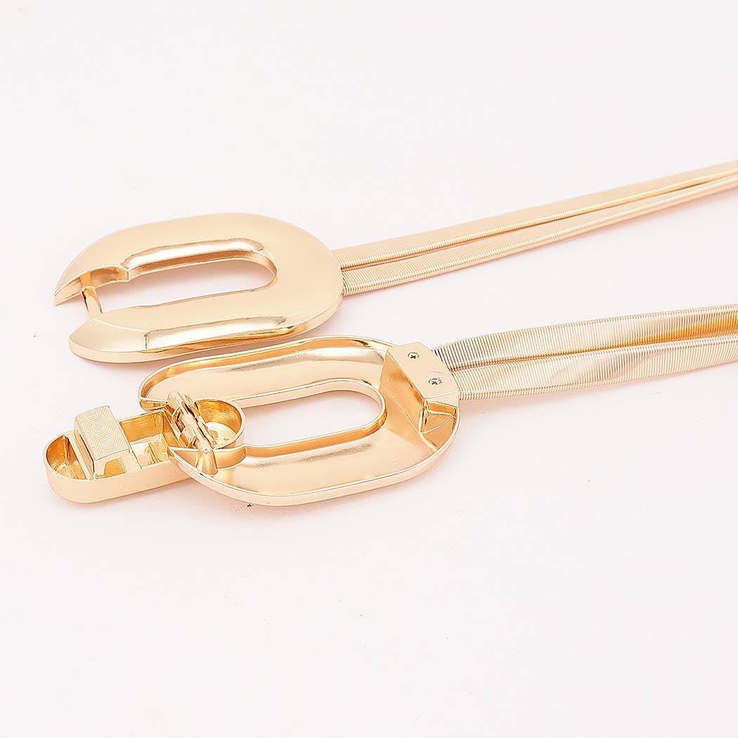 Double Link Buckle Elastic Waist Belt