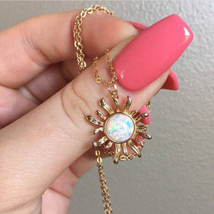 Dainty Sun Moon Opal Charm Layering Necklace in Solid Copper