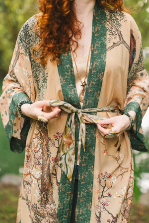 Fable Opera Duster Kimono Robe - Deer, Moon and Blossom
