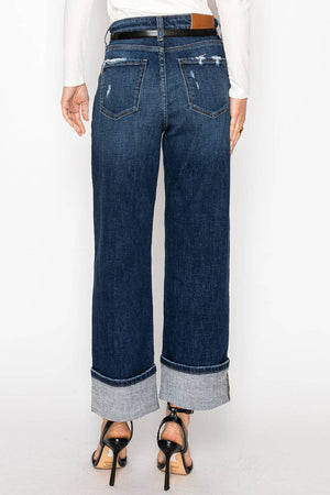 Adjustable Inseam High-Rise Relaxed Straight Leg Jeans
