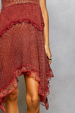 Fitted Cotton Weaving Ruffle sleeveless Dress