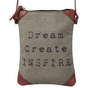 Dream Create Inspire Canvas Small Women's Crossbody Bag