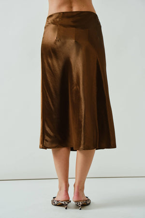 A-Line Satin Midi Skirt