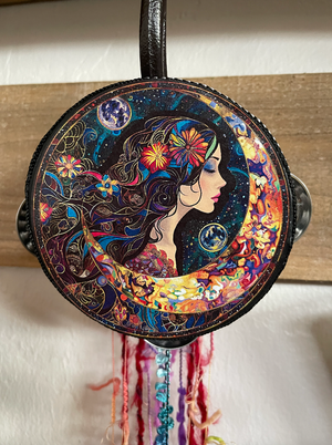 Chase the Moon Goddess Tambourine Wall Hanging