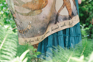 Lovelight Scarf with woodland deer, swallow & poetry