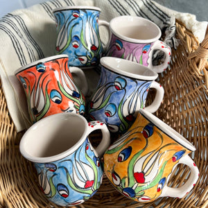 Hand Painted Floral Ceramic Mug - 8oz