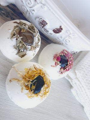 Smoky Quartz Bath Bomb with Dried Calendula