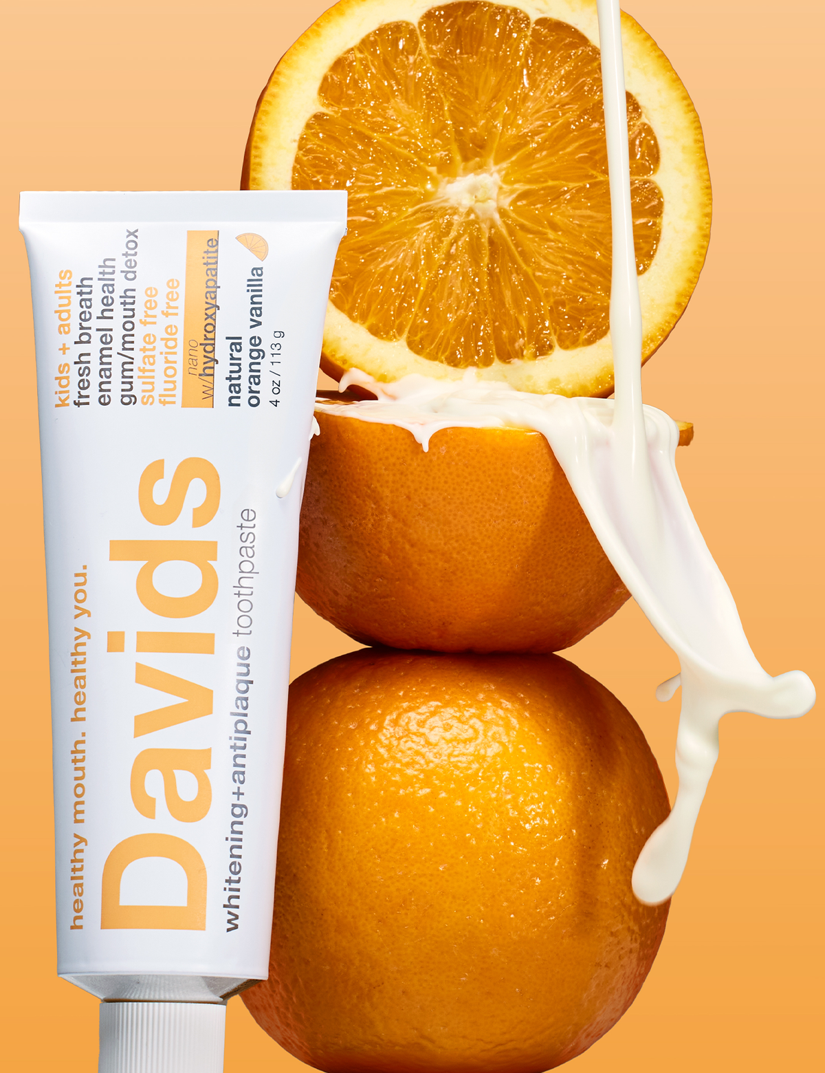 Davids Kids + Adults Nano-Hydroxyapatite Toothpaste – Orange Vanilla, 4 oz