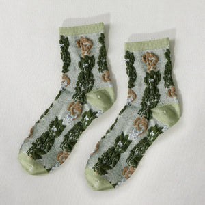 Bohemian Embossed Crew Socks