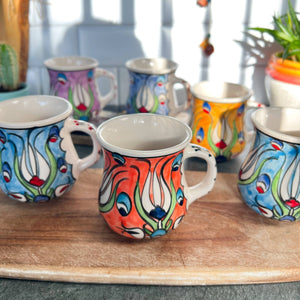 Hand Painted Floral Ceramic Mug - 8oz