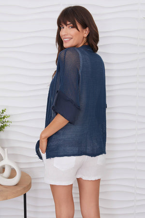 Fishnet Cropped Cardigan