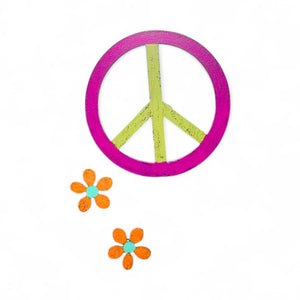 Peace sign picture frame metal colorful unique Hippie USA 
