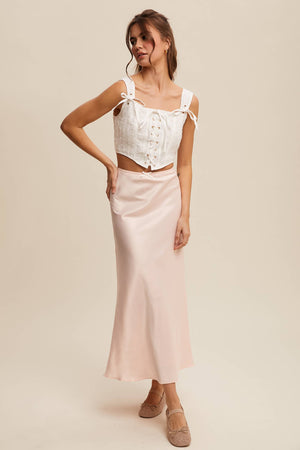 Satin Midi Slip Skirt