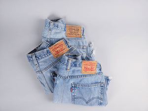 Low-Rise Upcycled Levi's Denim Shorts - Original