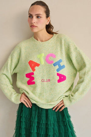 Matcha Club Patch Knit Sweater – Plus Size