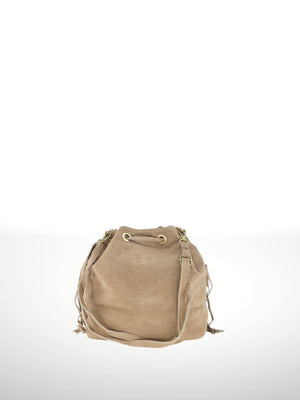 Emanuela Suede Leather Fringe Bag - Gray