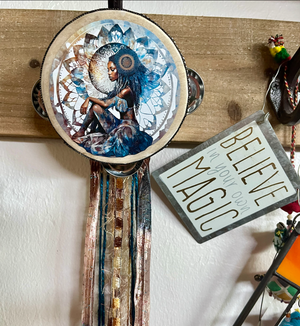 Goddess Tambourine and Ribbon Wall Accent