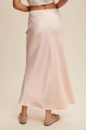 Satin Midi Slip Skirt