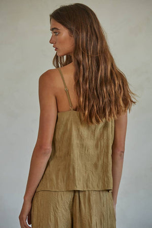 Woven Polyester V-Neck Spaghetti Strap Top