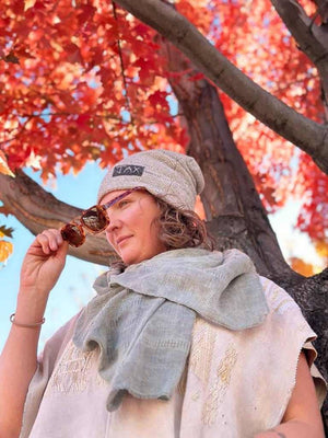 Upcycled Sweater Slouch Beanie, Oatmeal