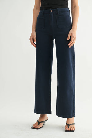 NAVY  Pants - Mini Patch Pocket Wide Leg