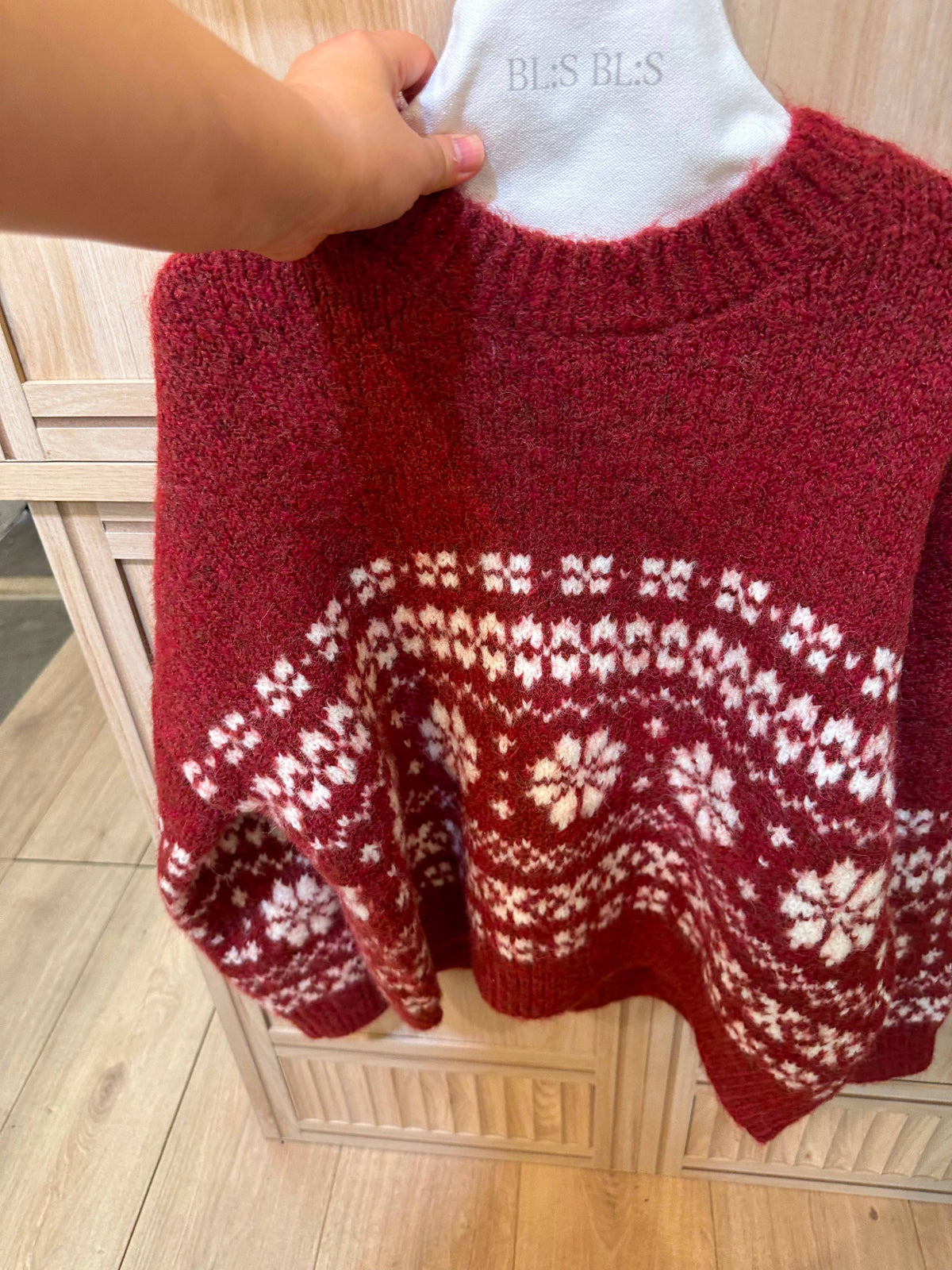 Red Nordic Snowflake Sweater