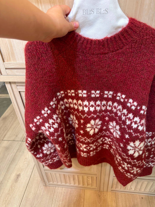 Red Nordic Snowflake Sweater