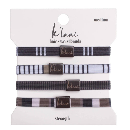"Strength" Neutral Stripes Hair + Wrist Bands