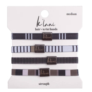 "Strength" Neutral Stripes Hair + Wrist Bands