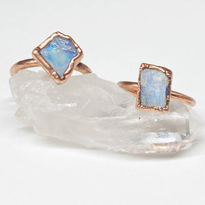 Rainbow Moonstone Free-Form Ring