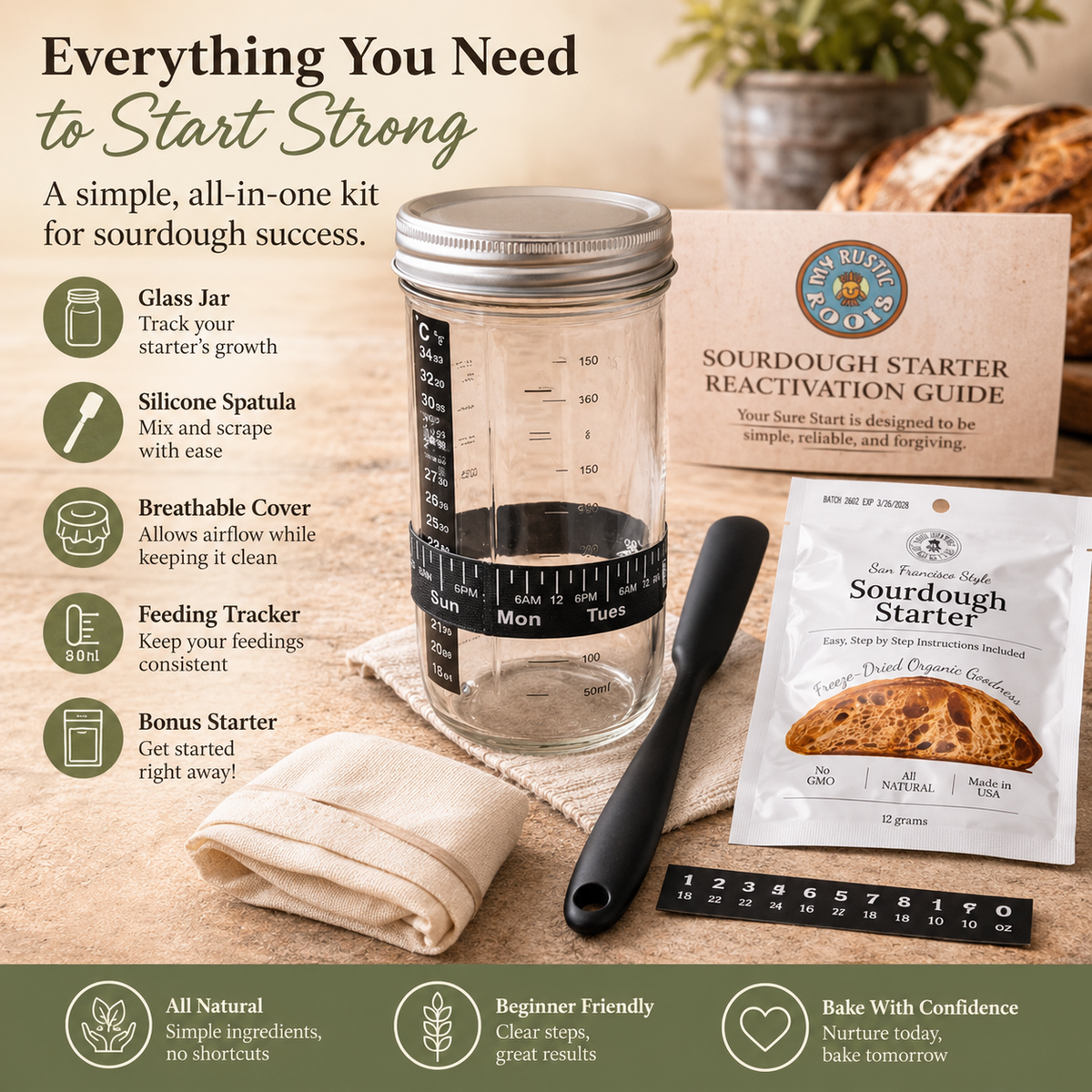 Sourdough Starter Jar Kit with Bonus Starter