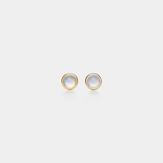 Tiny Moonstone Stud Earrings in 925 Sterling Silver - 6 mm