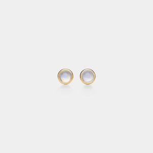 Tiny Moonstone Stud Earrings in 925 Sterling Silver - 6 mm