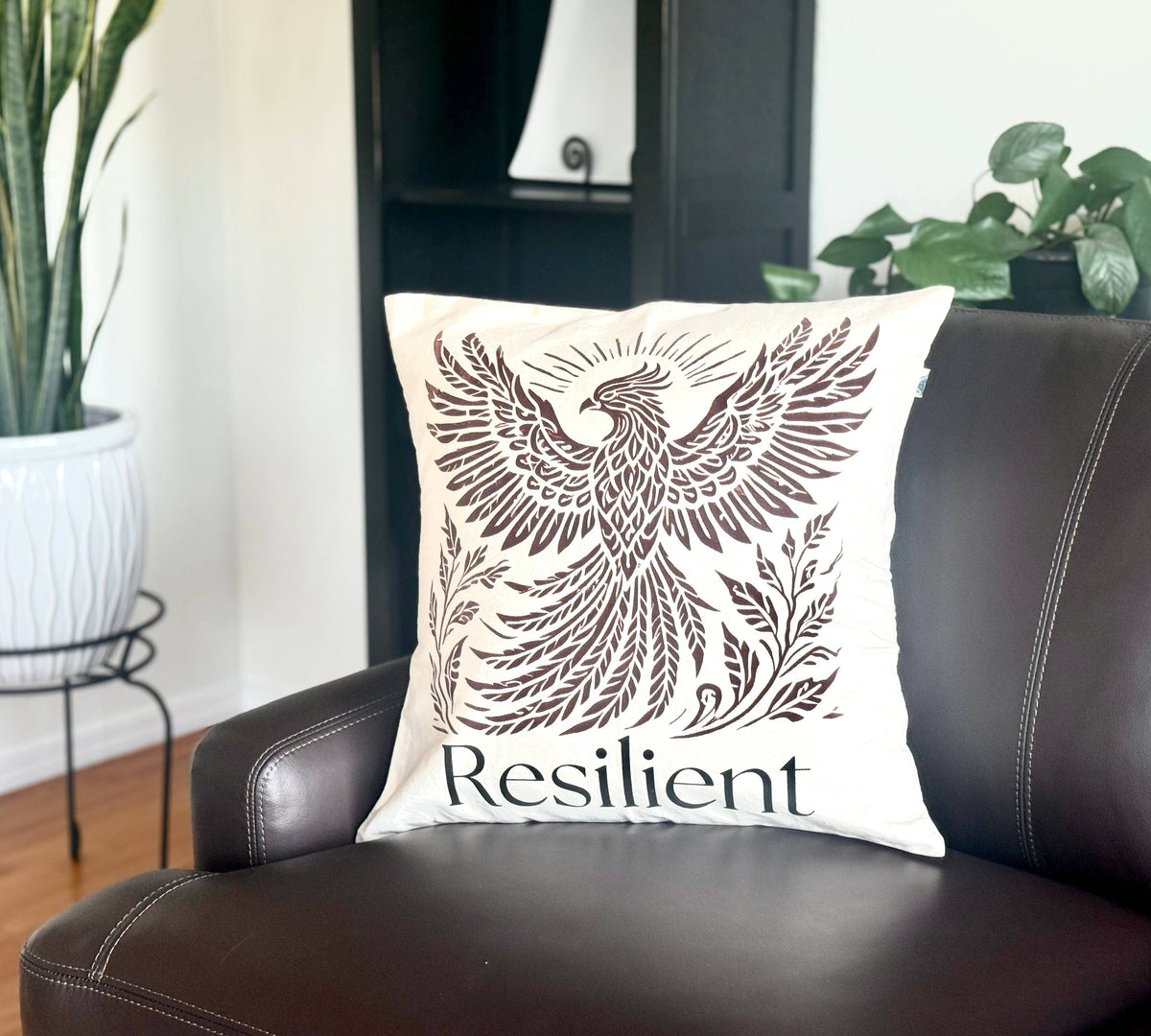 Resilient Phoenix Throw Pillow - Survivor Made