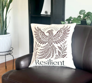 Resilient Phoenix Throw Pillow - Survivor Made