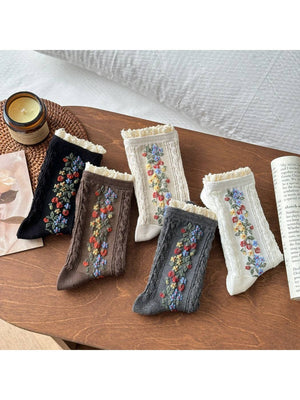 Rufia - Garden Trail Embroidered Crew Socks