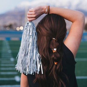 Game Day Hair Tie Bracelet Set – Orange & Black